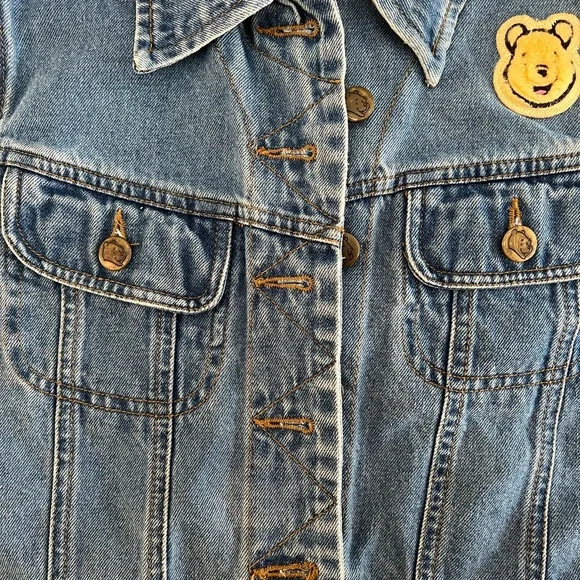 DISNEY WINNIE THE POOH embroidered denim YOUTH jean vest jacketYOUTH MEDIUM🍯